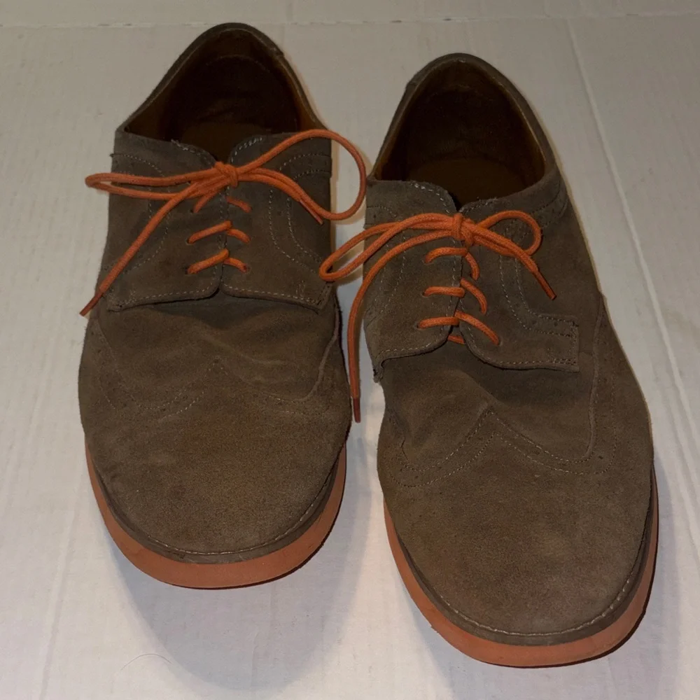 Perry Ellis portfolio light brown or tan suede shoes size 14.